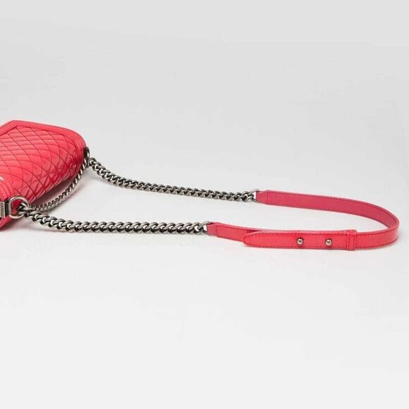 Chanel Pink Quilted Patent Leather Medium Plexiglass Boy Bag - Picture 4 of 10